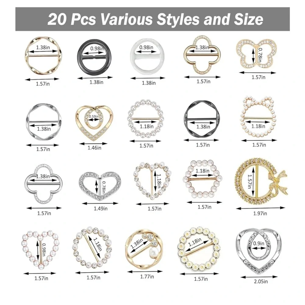 🆕 20 Pcs Scarf Ring and Slides for Scarves, Scarf Rings Clip Pin T Shirt